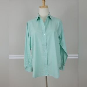Everlane Bright Jade/White Silky Cotton Relaxed Shirt Blouse Top